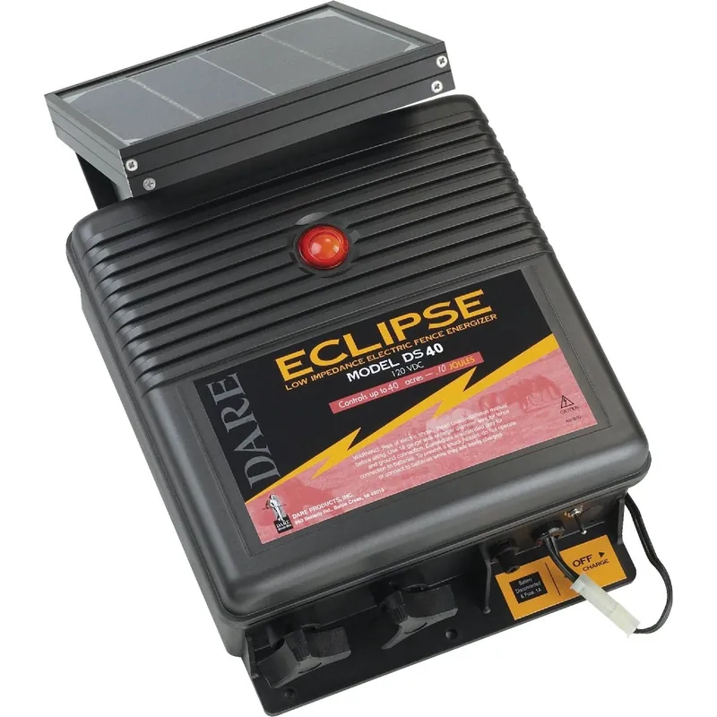 Eclipse Series Electric Fence Energizer, 40-Acre, Solar Power, 12-Volt Battery
