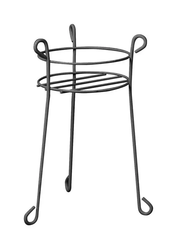 21 In. H Black Steel Plant Stand With 10.5 In. Diameter Shelf