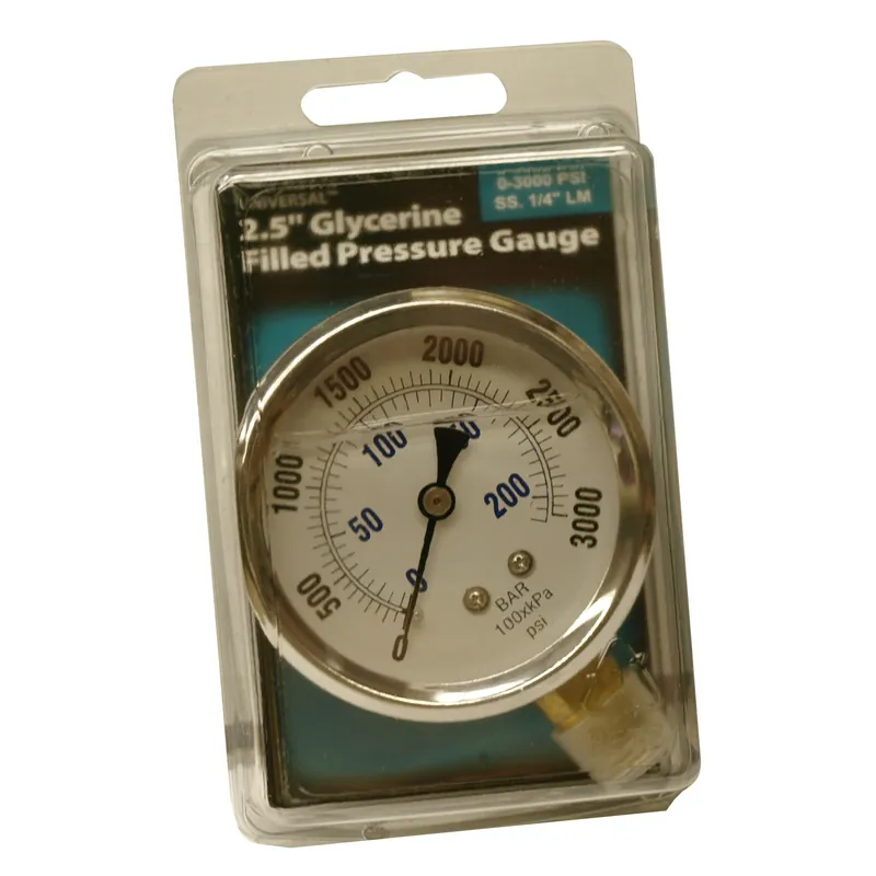 Glycerin Pressure Gauge, Stainless Steel, 2.5-In., 3,000 PSI