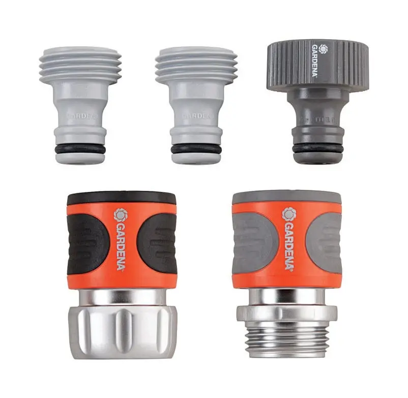 Gardena Metal Quick-Connect Hose Fittings Set – 5/8" & 1/2" Male/Female Threaded Connectors