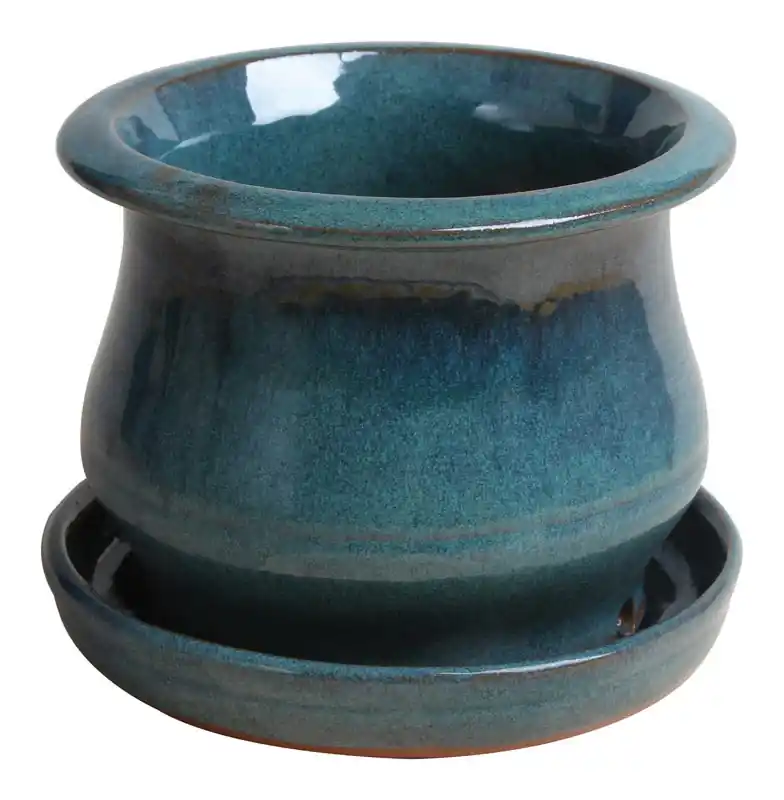 Trendspot 6 In. H X 6 In. W Ceramic Low Bell Planter Aqua Blue