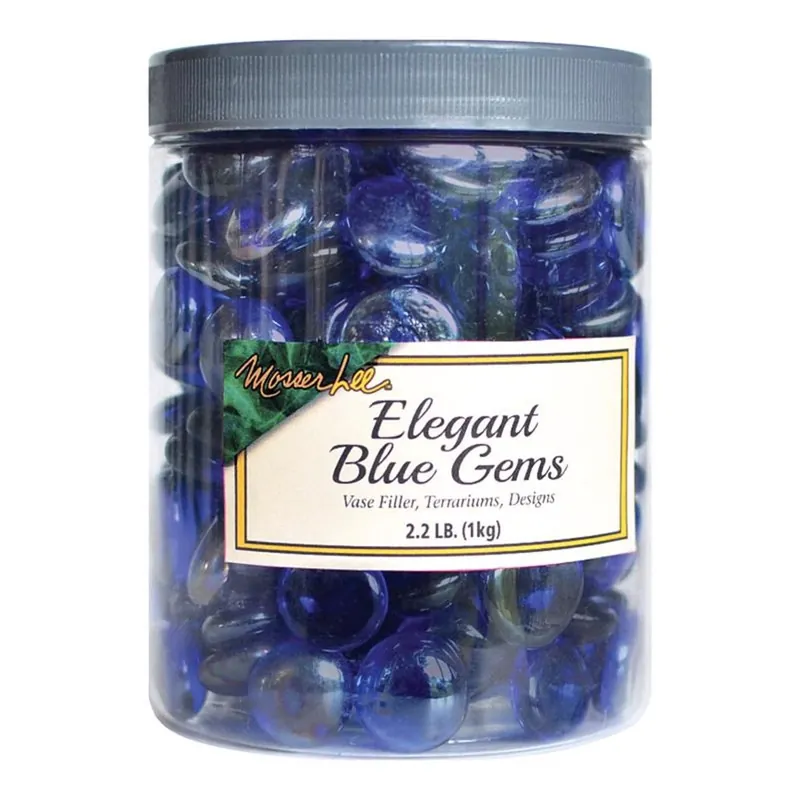 Elegant Blue Gems Decorative Glass Vase Filler 2.2 Lb In Jar