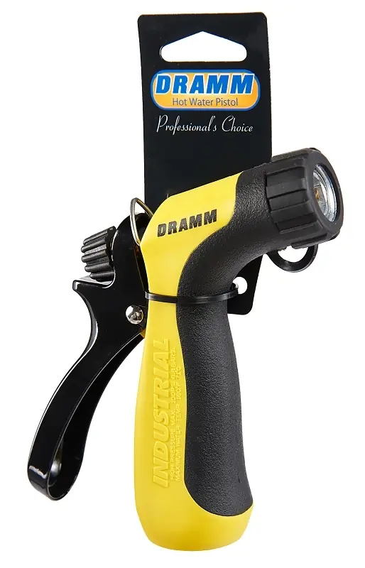 Heavy-duty Metal Hot Water Pistol Nozzle, Adjustable Spray, Yellow