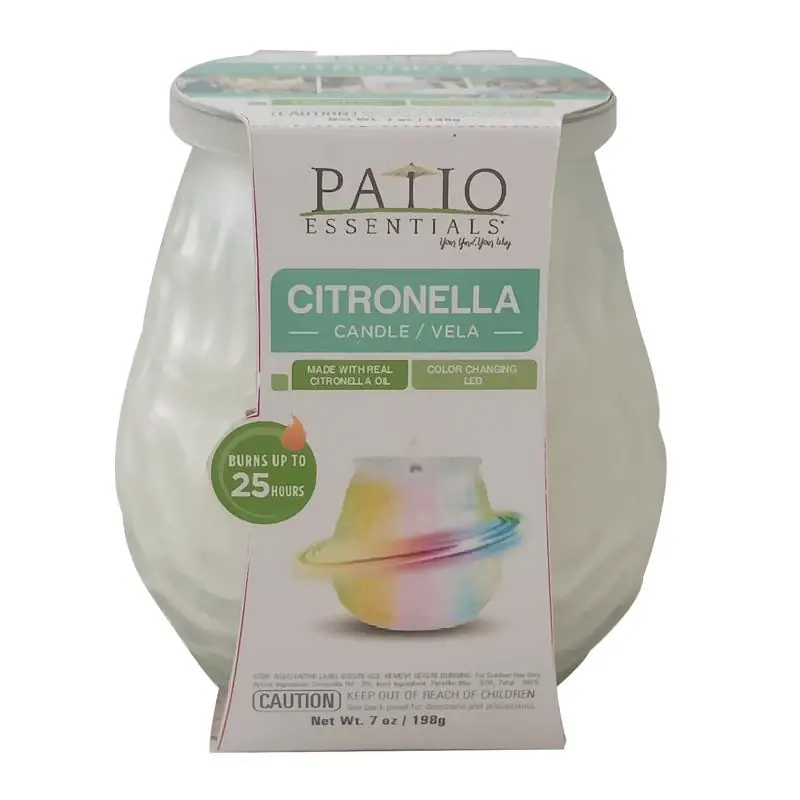 7.1 Oz Color Changing Citronella Candle With Led Light - Model 22278-led