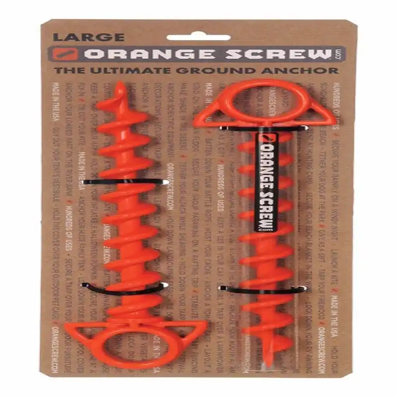Nite Ize Orange Screw Large Ground Anchor – 2‑Pack Heavy‑Duty Plastic Stakes