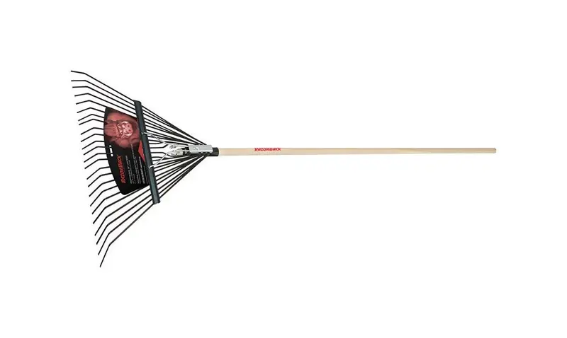 24 In. Steel Leaf Rake With 54 In. Wood Handle - 24 Tines
