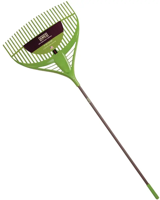 Leaf Rake With Poly Tines, 60 Inch Vinyl-Coated Steel Handle, 25 Inch Wide Head