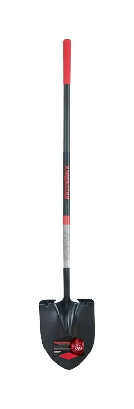 Round Point Shovel, Long Fiberglass Handle, Cushion-Grip