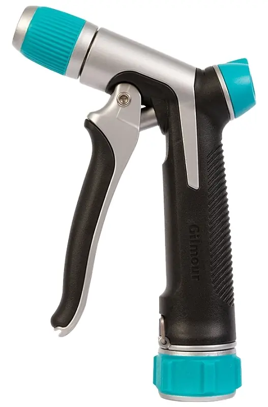 Stainless Steel Adjustable Pistol Nozzle With Front Trigger Control, Black & Green
