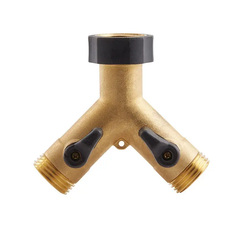 3/4 In. Brass Threaded Male Y-hose Connector With Shut Offs - Heavy-duty Design