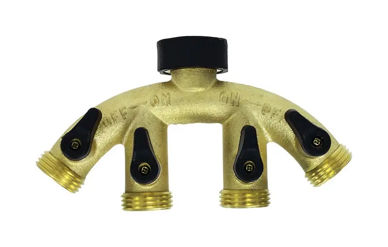 5/8 In. Brass Threaded Male 4-way Shut-off Valve For Efficient Watering