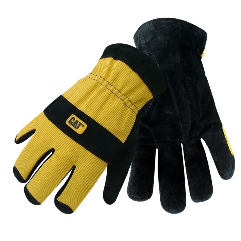 Men‘s Indoor/outdoor Split Leather Palm Work Gloves Black/yellow Size L