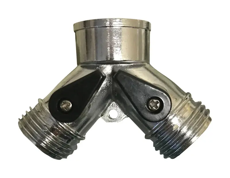 Rugg 3/4 In. Zinc Threaded Male Y-Hose Connector With Shut Offs