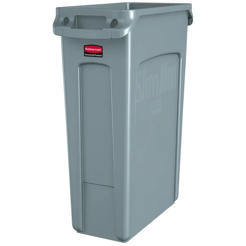 Slim Jim 23 Gallon Gray Resin Garbage Can With Venting Channels