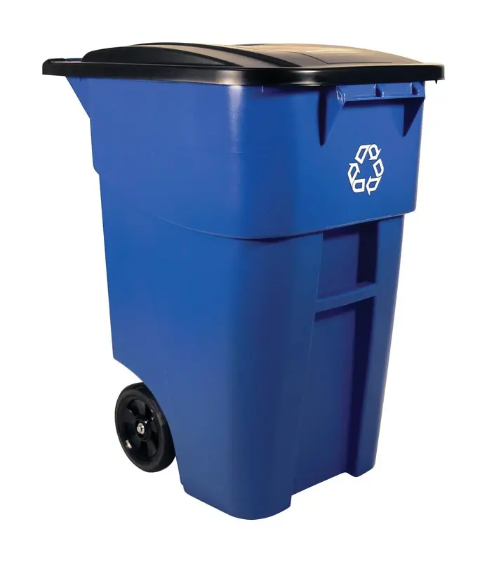 Brute 50 Gallon Blue Wheeled Recycling Bin With Lid
