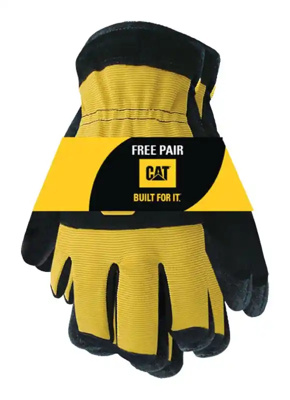 CAT Men‘s Palm Work Gloves Black/Yellow XL 2 Pk