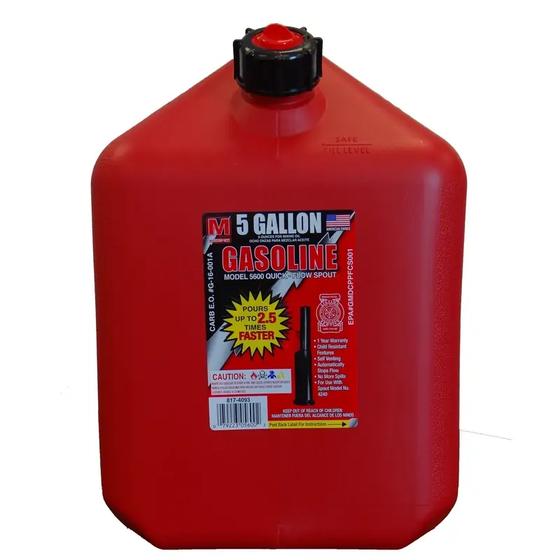 Flame Shield Safety System 5 Gallon Red Portable Plastic Gas Can