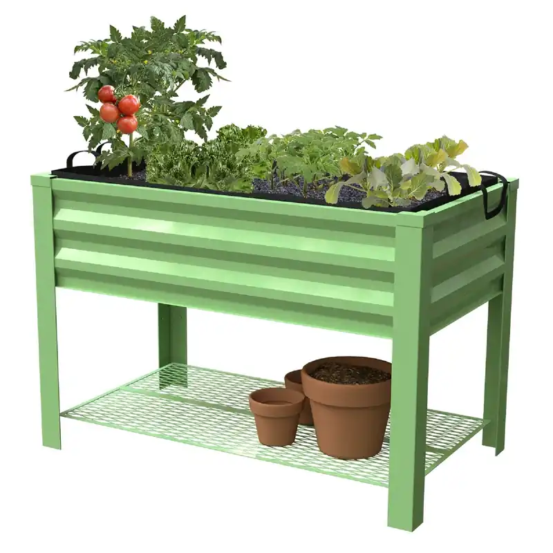 32 In. H X 46 In. W X 24 In. D Steel Raised Garden Bed Green