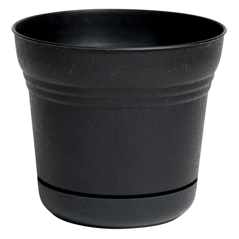 Saturn 6.5 In. H X 7 In. D Plastic Flower Pot Black - Model Sp0700