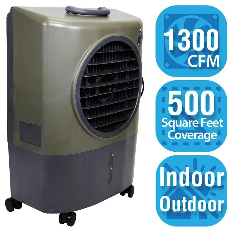 1,300 Cfm 2-speed Portable Evaporative Cooler For 500 Sq. Ft. Green
