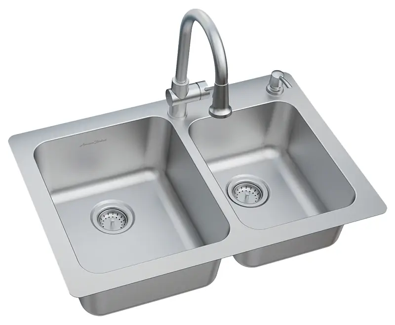 Montvale Stainless Steel Drop-in Double Bowl Kitchen Sink Kit 33 In. W X 22 In. L