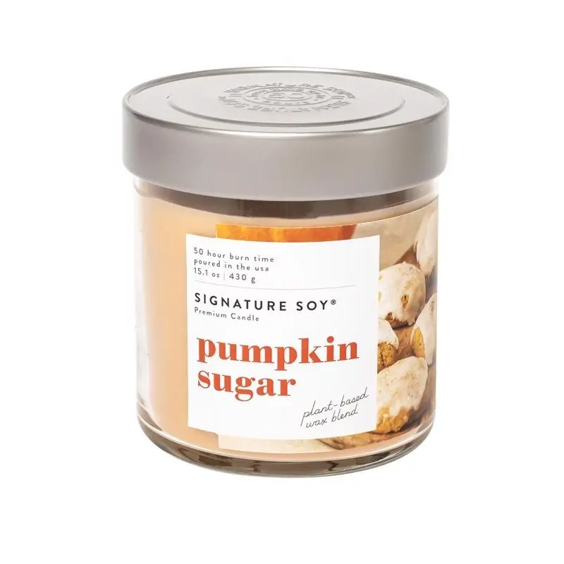 Orange Pumpkin Sugar Scent Candle 15.1 Oz - Large Jar With 50 Hour Burn Time