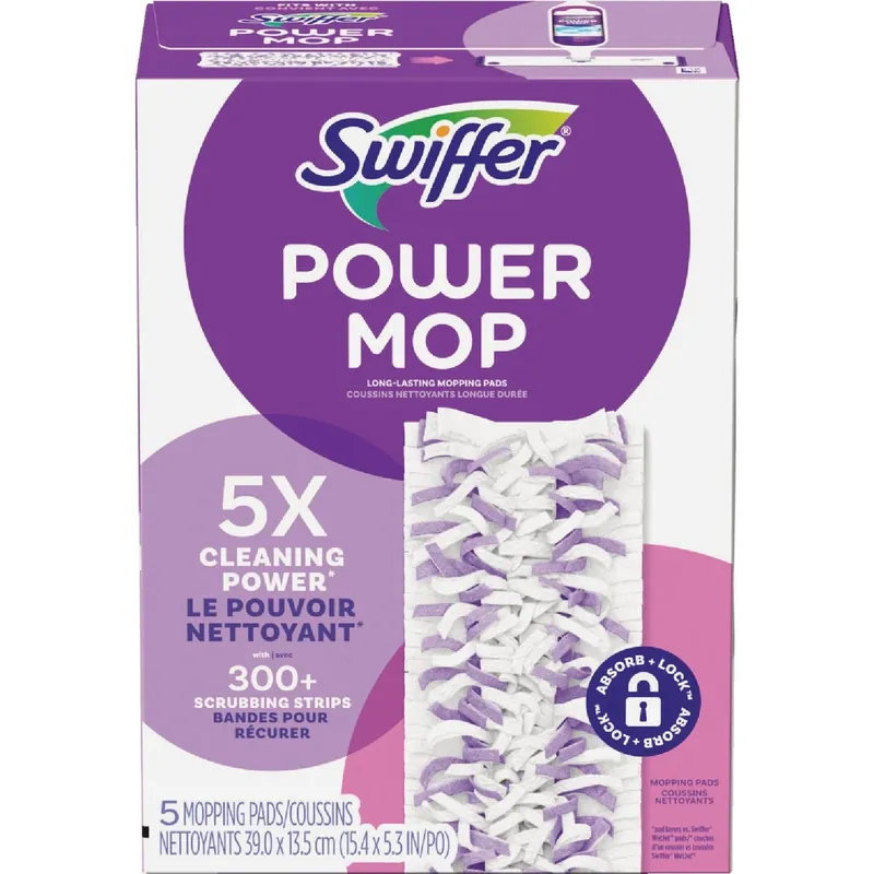 Swiffer Power Mop 15.4 In. Wet And Dry Microfiber Mop Refill 5 Pk