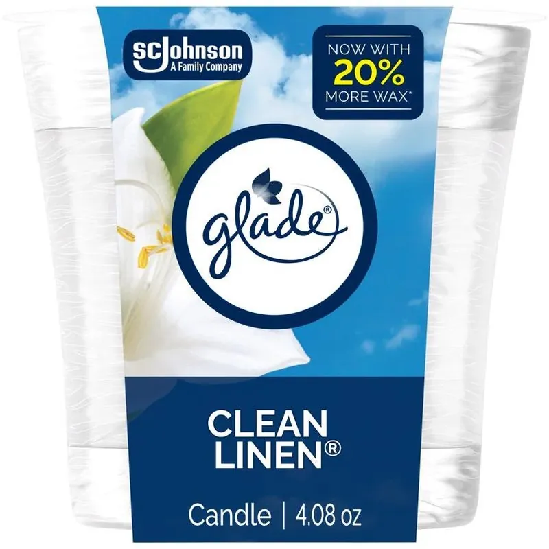 Glade Clean Linen Ivory Candle – 4.08 oz Home Fragrance