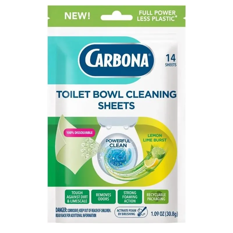 Carbona Lemon Lime Toilet Bowl Cleaner Wipes – 1.09 Oz (14 Count)
