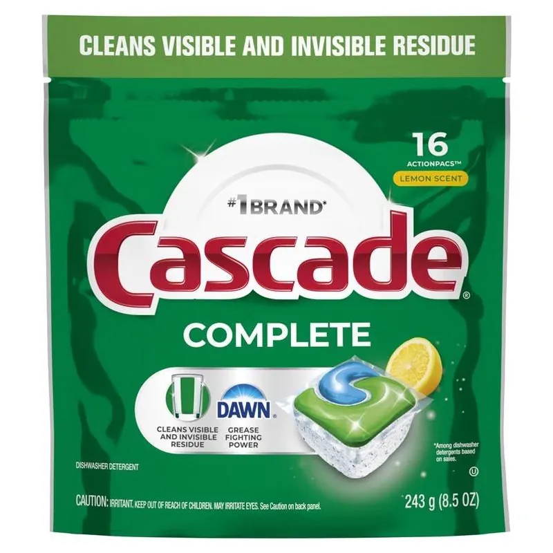 Cascade Complete Lemon Dishwasher Pods – 16 Count, 8.5‑oz Concentrated Pods