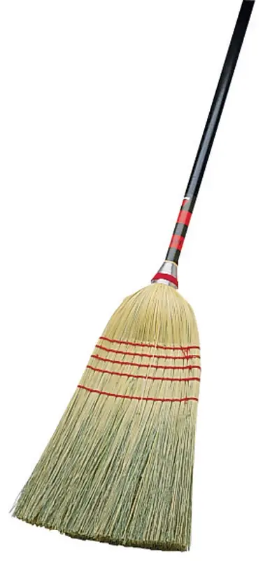 12 In. W Soft Corn Broom With Varnished Wood Handle And Durable Construction