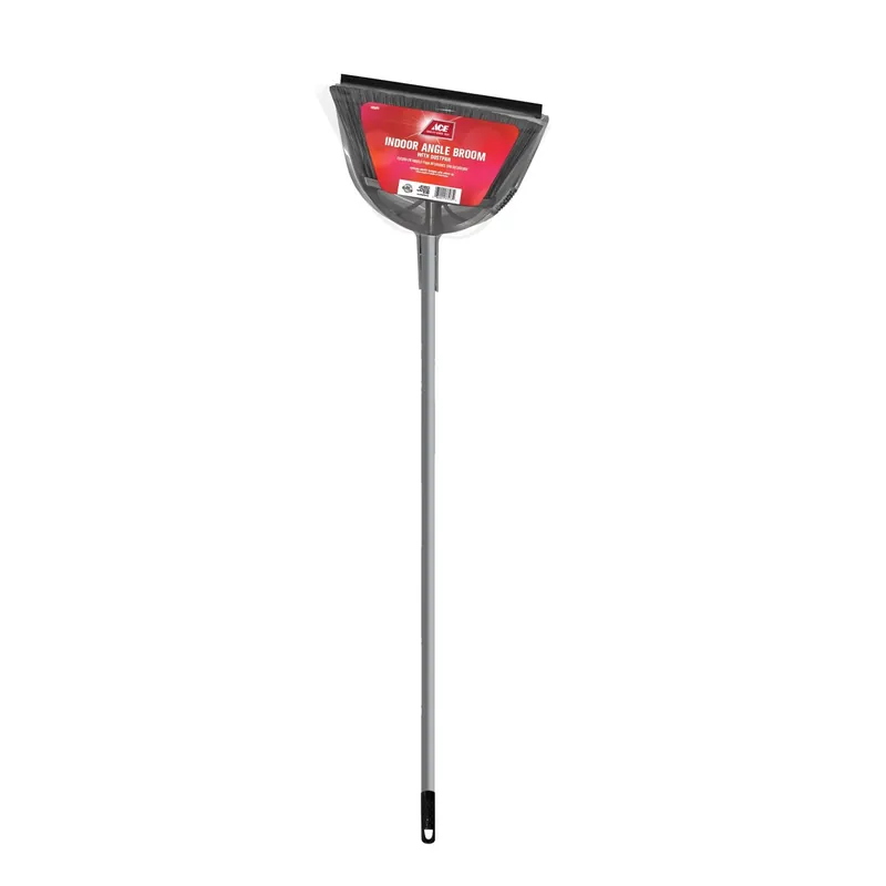 13 Inch Wide Soft Fiber Broom With Dustpan For Home And Outdoor Cleaning