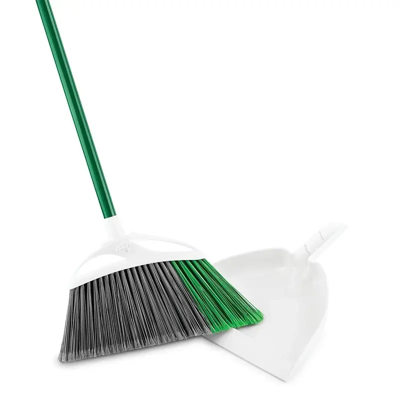 Precision Angle Broom With Dustpan, 15 In Sweep Face, 6-1/2 In Fiber Bristles
