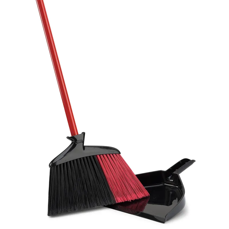 Indoor/Outdoor Angle Broom & Dustpan, Steel Handle