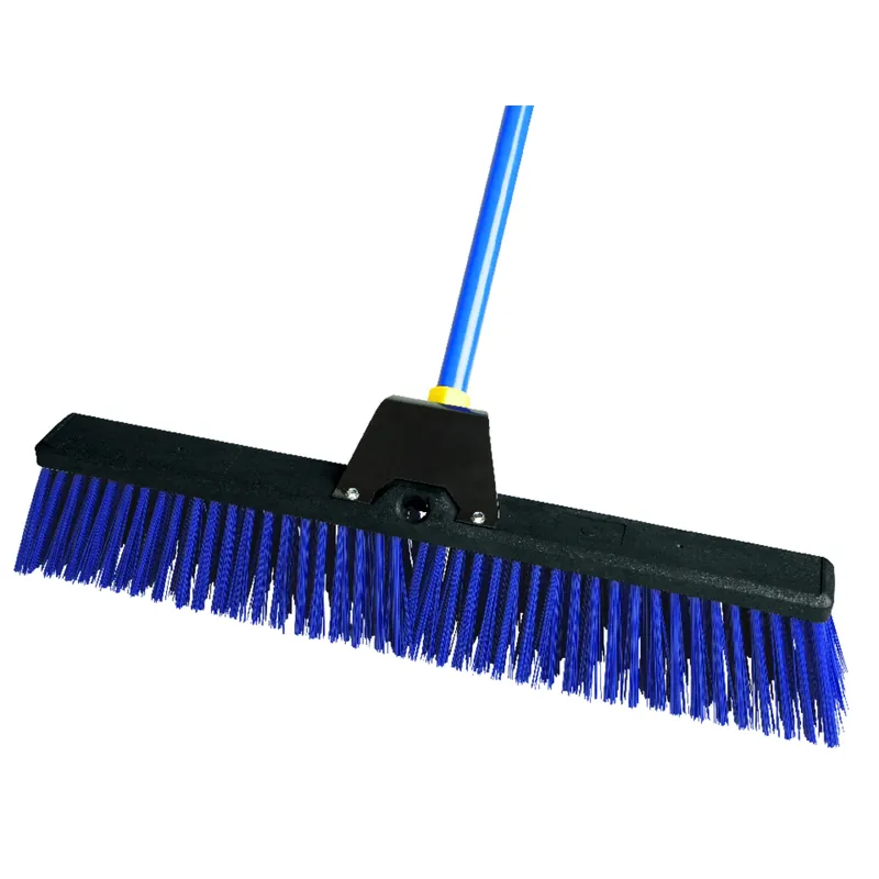Synthetic 24 In. Rough Surface Push Broom With 60 In. Handle And 4 In. Bristles