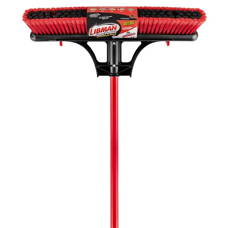 24 In. Polymer Fiber Push Broom With Fiberglass Handle