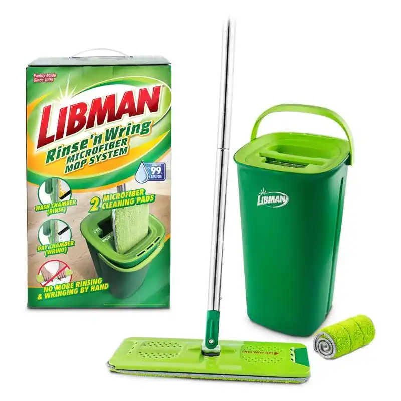 Rinse N‘ Wring Microfiber Mop System With Dual Chamber Bucket