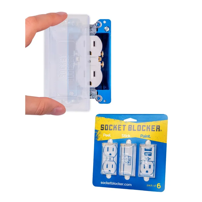 Socket Blocker 1.875 In. W X 4 In. L Clear High Strength Mask And Peel 6 Pk