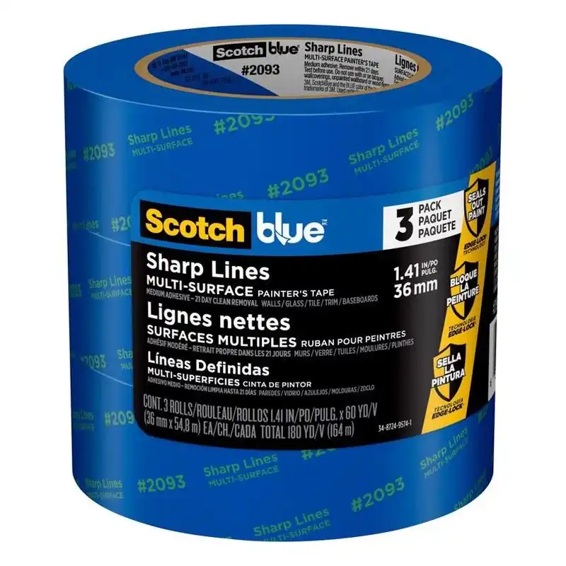PROSharp Blue Painter‘s Tape – 1.4‑in × 60‑yd, Medium Hold, 3 Rolls