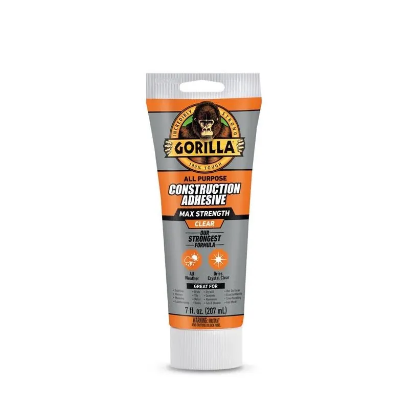 Gorilla Clear Construction Adhesive – 7 oz Heavy‑Duty All‑Purpose Bonding Gel
