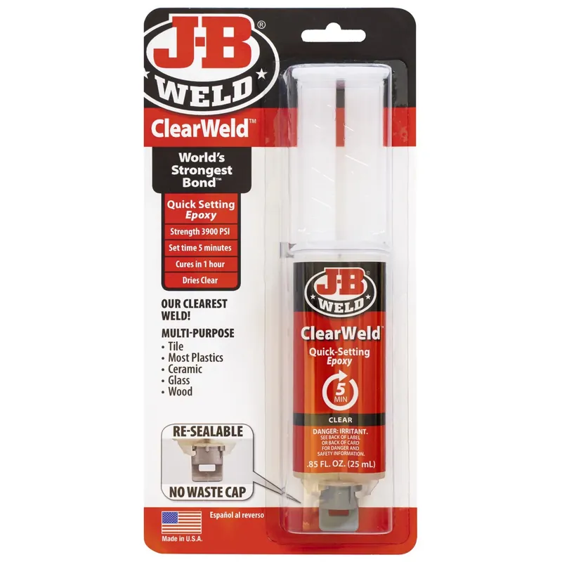 ClearWeld Quick Setting 5-Minute Epoxy Adhesive Syringe, 25 Ml.