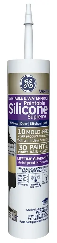 Paintable Silicone All Projects Window & Door Sealant, White, 9.5 Oz.