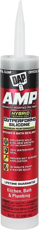 DAP AMP Crystal Clear Polymer Advanced Hybrid Caulk Sealant 9 Oz