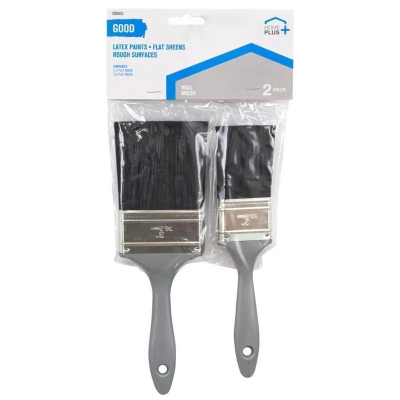 Home Plus Good Flat Paint Brush Set – 2‑Piece Disposable Polyester Brush Kit For Smooth Finishes