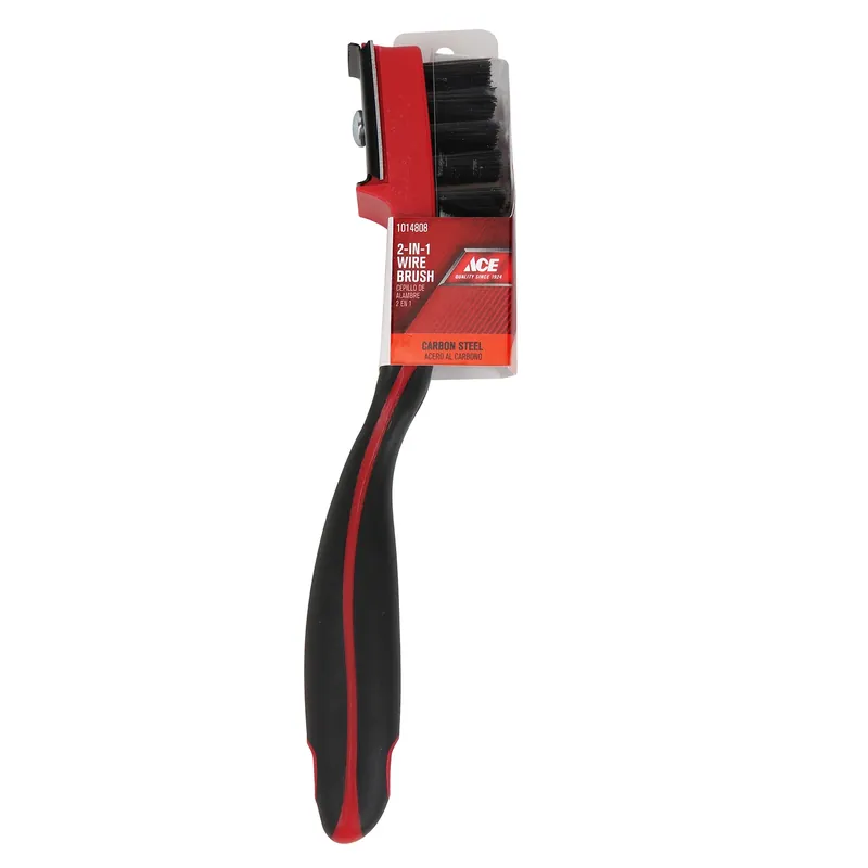 4 In. W X 7 In. L Carbon Steel Wire Brush With Scraper For Cleaning And Scraping