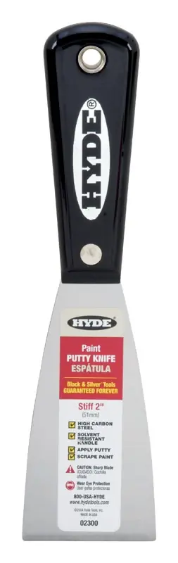 Putty Knife, Stiff High-Carbon Steel Blade, 2-In.
