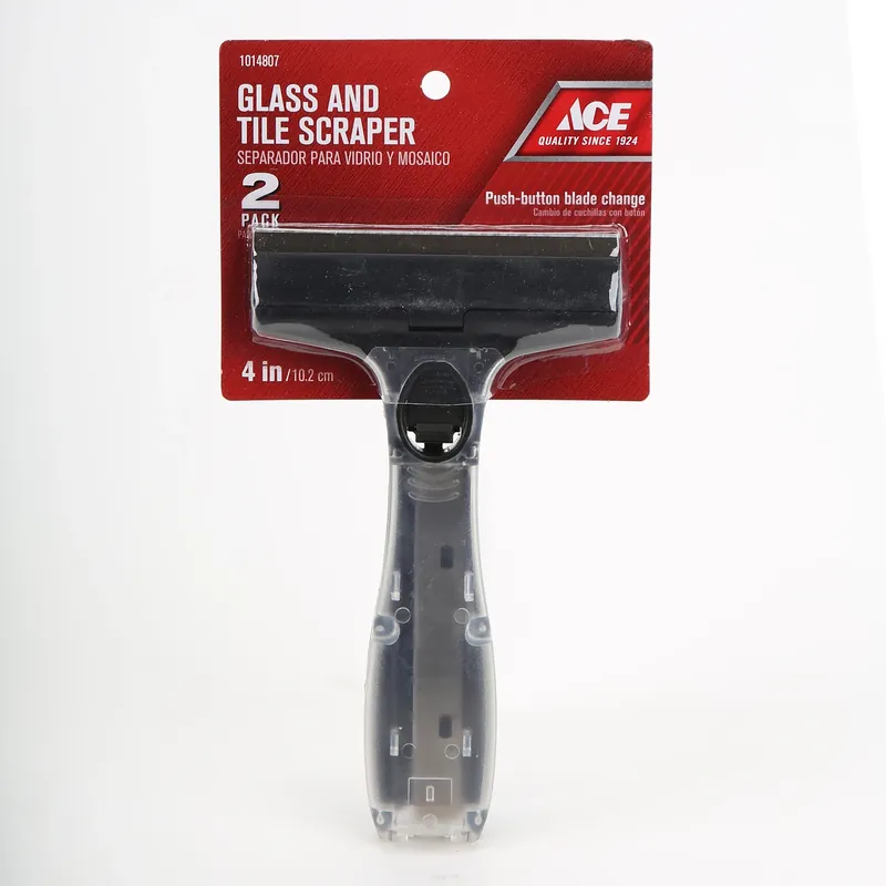 4 In. High Carbon Steel Glass And Tile Scraper Kit With Replacement Blades