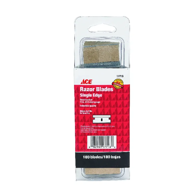 Ace 1.75 In. L X 0.012 Ga. Carbon Steel Single Edge Razor Blade 100 Pk