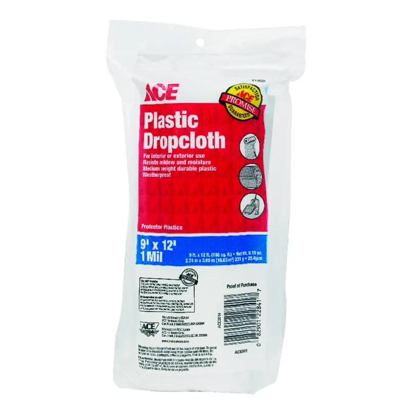 ACE Medium Weight Plastic Drop Cloth 9 Ft. W X 12 Ft. L