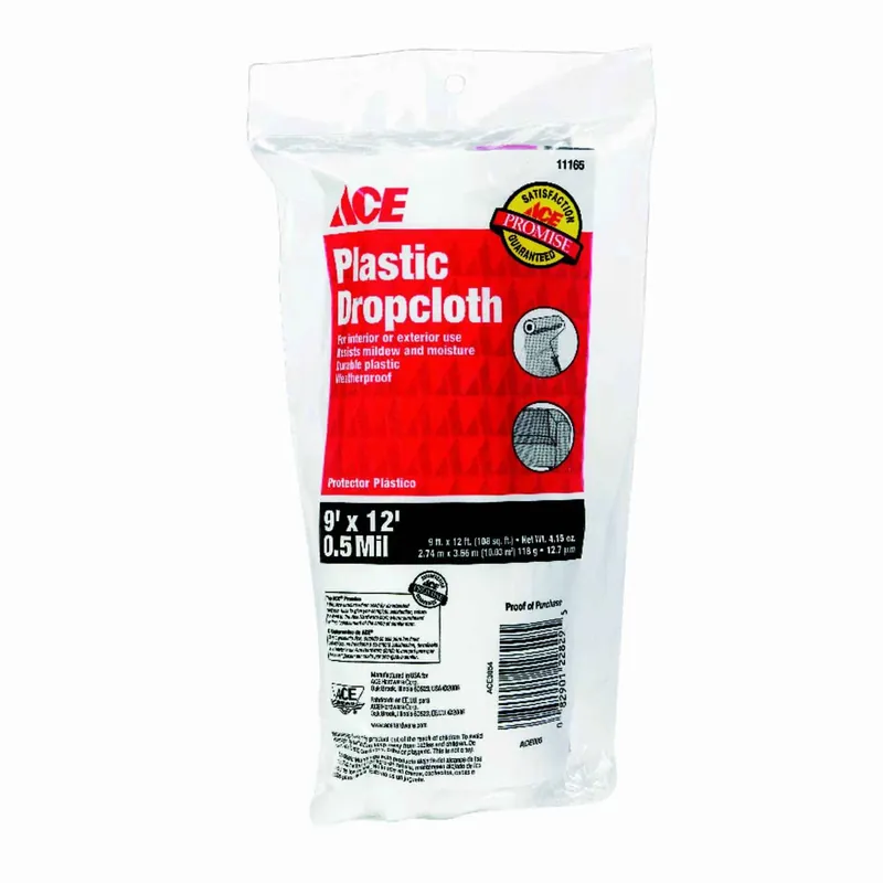 ACE Medium Weight Plastic Drop Cloth 9 Ft. W X 12 Ft. L